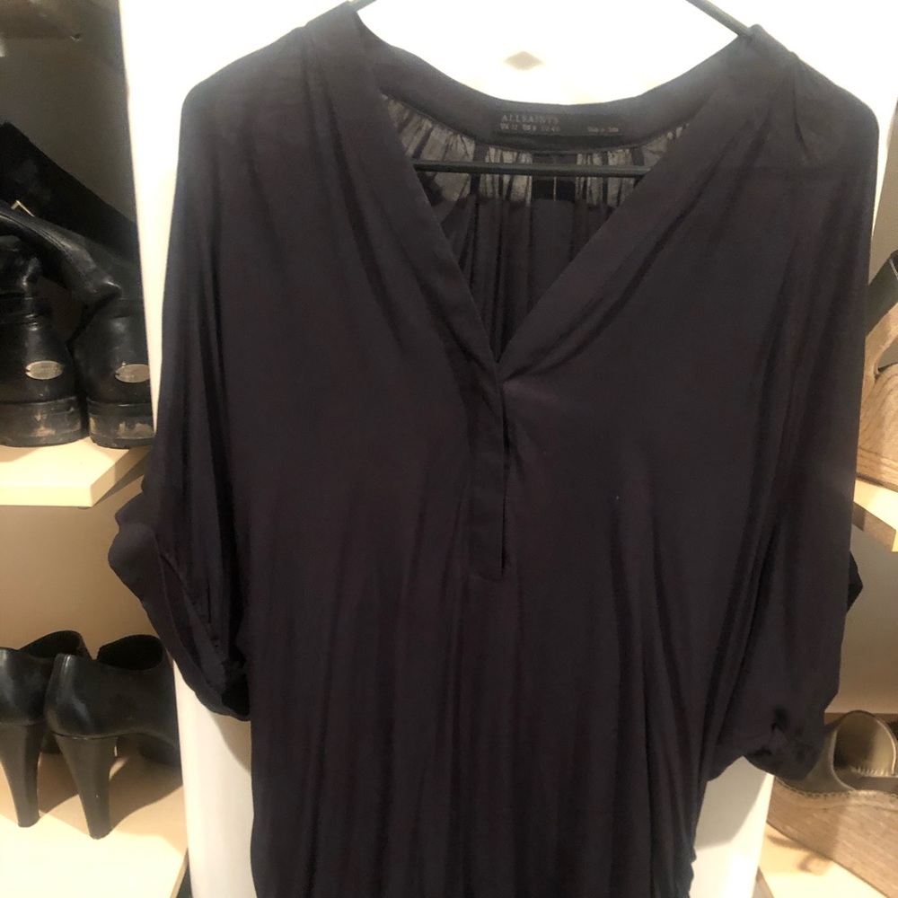All Saints black bat wing top